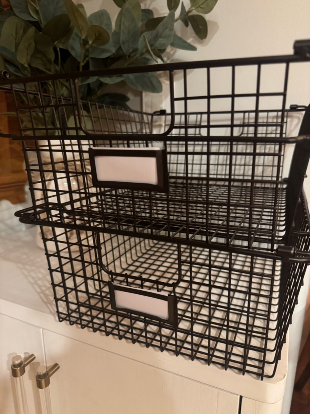 Large Stackable Wire Storage Baskets with Handles - Picture 3 of 4